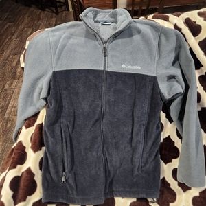 Men's Columbia M Medium Fleece Full Zip Jacket Gray Black
